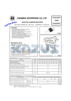 S10C35PT datasheet - SCHOTTKY BARRIER RECTIFIER