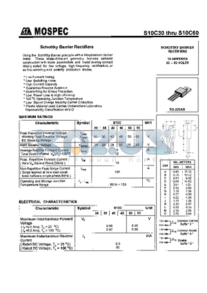 S10C40 datasheet - SCHOTTKY BARRIER RECTIFIERS(10A,30-60V)