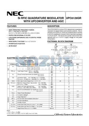 UPC8139GR-7JH datasheet - UP CONVERTER WITH AGC FUNCTION  QUADRATURE MODULATOR IC FOR DIGITAL MOBILE COMMUNICATION SYSTEMS