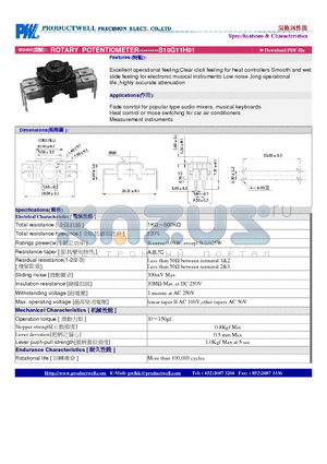 S10G11H01 datasheet - ROTARY POTENTIOMETER