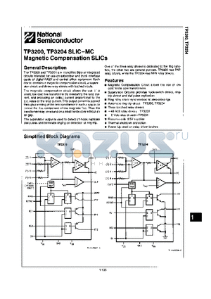 TP3204 datasheet - SLIC-MC MAGNETIC COMPENSATION SLICS