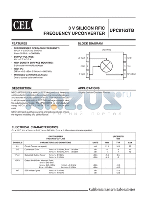 UPC8163TB-E3-A datasheet - 3 V SILICON RFIC FREQUENCY UPCONVERTER