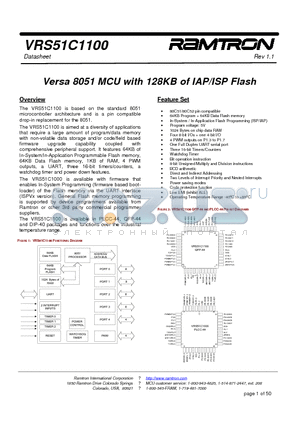 VRS51C1100 datasheet - Versa 8051 MCU with 128KB of IAP/ISP Flash