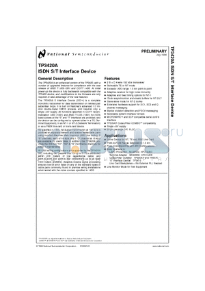 TP3420AJ datasheet - ISDN S/T Interface Device