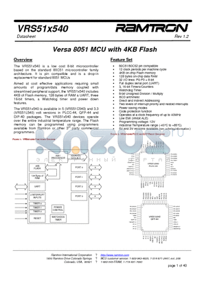 VRS51C540-40-QG datasheet - Versa 8051 MCU with 4KB Flash