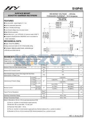 S10P45 datasheet - SURFACE MOUNT SCHOTTKY BARRIER RECTIFIERS