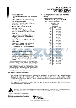 SN74LVTH162244-EP datasheet - 3.3-V ABT 16-BIT BUFFER/DRIVER WITH 3-STATE OUTPUTS