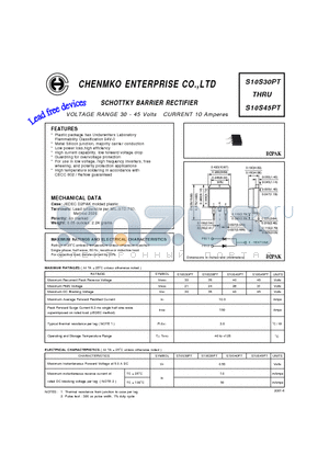 S10S40PT datasheet - SCHOTTKY BARRIER RECTIFIER