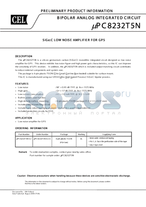 UPC8232T5N-E2 datasheet - B IPOLAR ANALOG INTE GR ATE D CIR CUIT