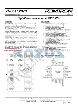 VRS51L2070 datasheet - High-Performance Versa 8051 MCU