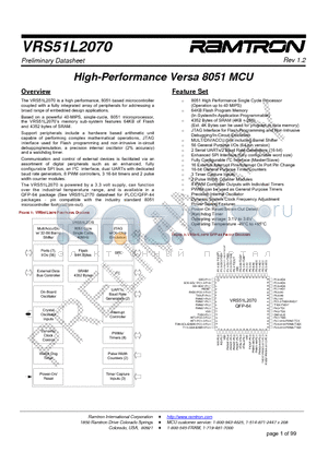 VRS51L2070-40-QG datasheet - High-Performance Versa 8051 MCU