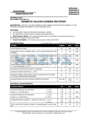 SHD626051_1 datasheet - HERMETIC SILICON CARBIDE RECTIFIER