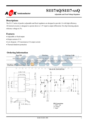 S1117-25Q datasheet - Adjustable and Fixed Voltage Regulator