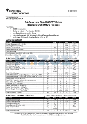 SHD850003D datasheet - 3A-Peak Low Side MOSFET Driver Bipolar/CMOS/DMOS Process