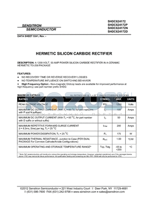 SHDC624172 datasheet - HERMETIC SILICON CARBIDE RECTIFIER