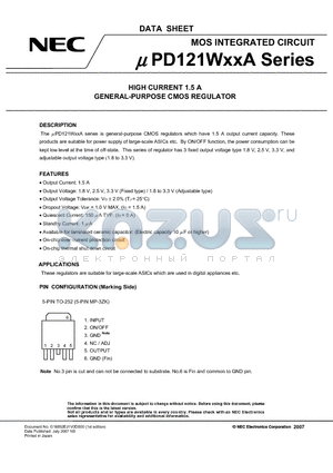 UPD121W18AT1F datasheet - MOS INTEGRATED CIRCUIT