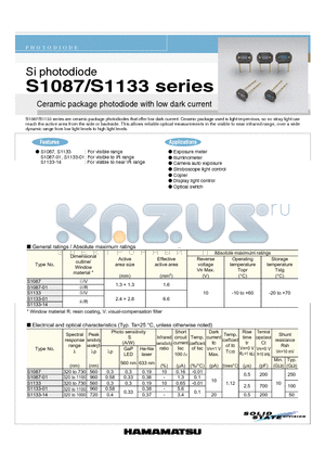 S1133 datasheet - Si photodiode