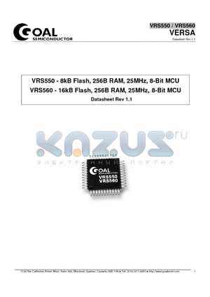 VRS550-PAC25 datasheet - VRS550 - 8kB Flash, 256B RAM, 25MHz, 8-Bit MCU VRS560 - 16kB Flash, 256B RAM, 25MHz, 8-Bit MCU