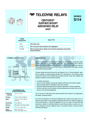 S114-26 datasheet - CENTIGRID SURFACE MOUNT AEROSPACE RELAY DPDT