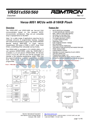 VRS51X550 datasheet - Versa 8051 MCUs with 8/16KB Flash