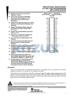 SN74LVTH162541DGG datasheet - 3.3-V ABT 16-BIT BUFFERS/DRIVERS WITH 3-STATE OUTPUTS