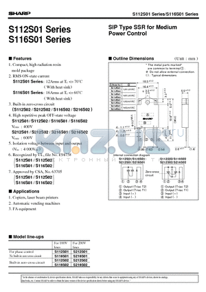 S116S01 datasheet - SIP Type SSR for Medium Power Control