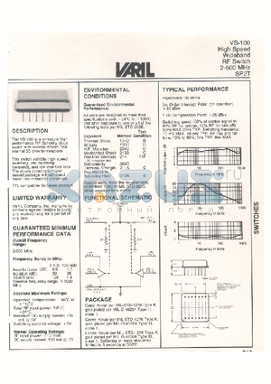 VS-100 datasheet - High Speed Wideband  RF Switch