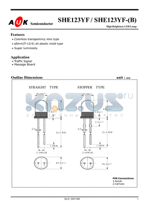 SHE123YF-B datasheet - High Brightness LED Lamp