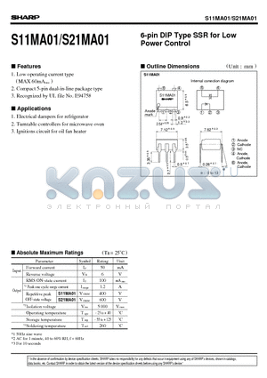 S11MA01 datasheet - 6-pin DIP Type SSR for Low Power Control