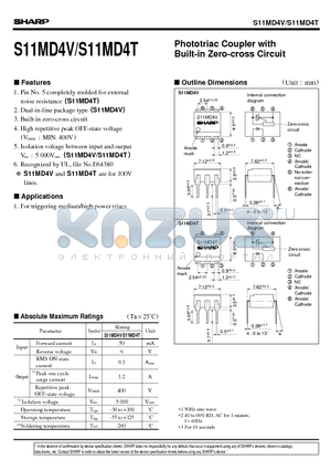 S11MD4V datasheet - Phototriac Coupler with Built-in Zero-cross Circuit