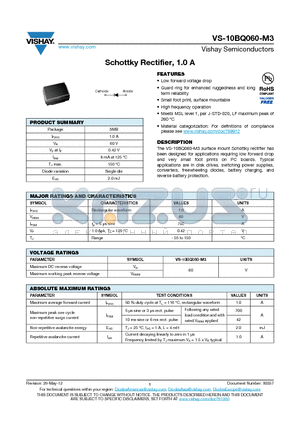 VS-10BQ060-M3 datasheet - Schottky Rectifier, 1.0 A