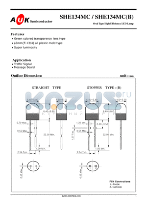 SHE134MC datasheet - Oval Type High Efficiency LED Lamp