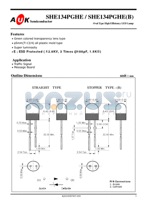 SHE134PGHEB datasheet - Oval Type High Efficiency LED Lamp