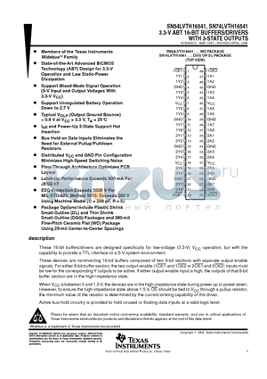 SN74LVTH16541 datasheet - 3.3-V ABT 16-BIT BUFFERS/DRIVERS WITH 3-STATE OUTPUTS