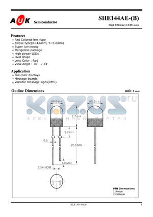 SHE144AE-B datasheet - High Efficiency LED Lamp