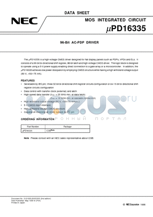 UPD16335 datasheet - 96-Bit AC-PDP DRIVER