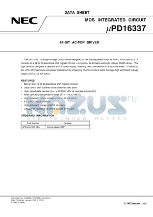 UPD16337GF-3BA datasheet - 64-BIT AC-PDP DRIVER