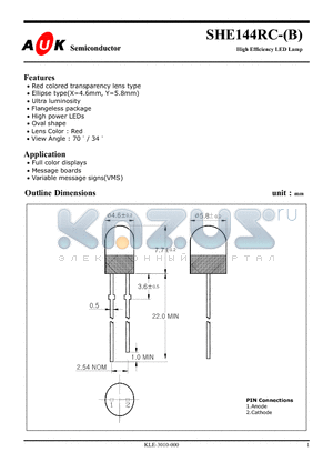 SHE144RC-B datasheet - High Efficiency LED Lamp