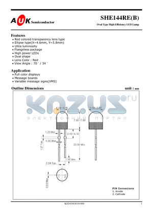 SHE144RE datasheet - Oval Type High Efficiency LED Lamp