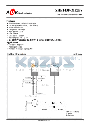SHE145PGIE datasheet - Oval Type High Efficiency LED Lamp