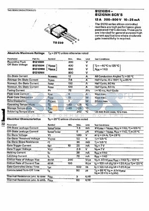 S1210BH datasheet - Silicon controlled rectifiers(12A)