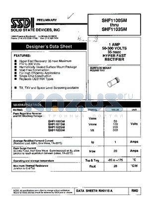 SHF1100SM datasheet - 1 AMP 50 - 300 VOLTS 35 nsec HYPER FAST RECTIFIER