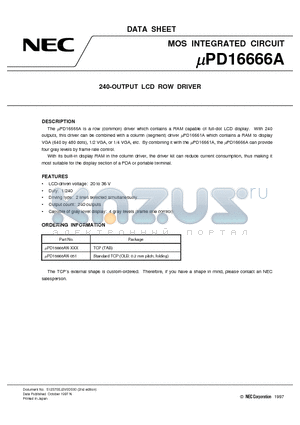 UPD16666AN datasheet - 240-OUTPUT LCD ROW DRIVER