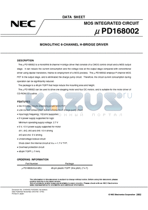 UPD168002 datasheet - MONOLITHIC 6-CHANNEL H-BRIDGE DRIVER