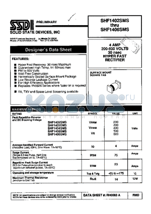 SHF1404SMS datasheet - 40 AMPS 200- 600 VOLTS 30 nsec HYPER FAST RECTIFIER