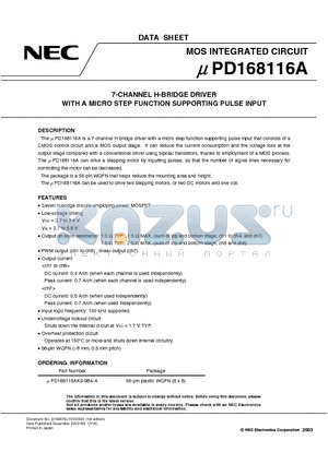 UPD168116A datasheet - 7-CHANNEL H-BRIDGE DRIVER WITH A MICRO STEP FUNCTION SUPPORTING PULSE INPUT