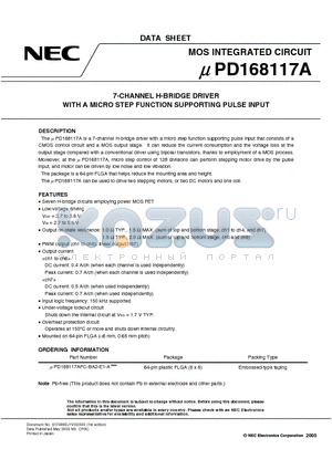 UPD168117A datasheet - 7-CHANNEL H-BRIDGE DRIVER WITH A MICRO STEP FUNCTION SUPPORTING PULSE INPUT