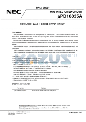 UPD16835AGS-BGG datasheet - MONOLITHIC QUAD H BRIDGE DRIVER CIRCUIT