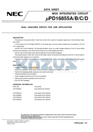 UPD16855A datasheet - DUAL HIGH-SIDE SWITCH FOR USB APPLICATION