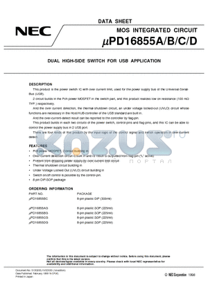 UPD16855BG datasheet - DUAL HIGH-SIDE SWITCH FOR USB APPLICATION